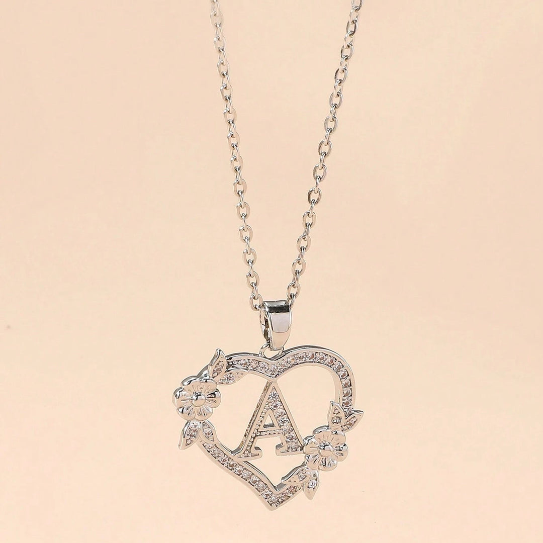Letter Heart Pendant Necklace