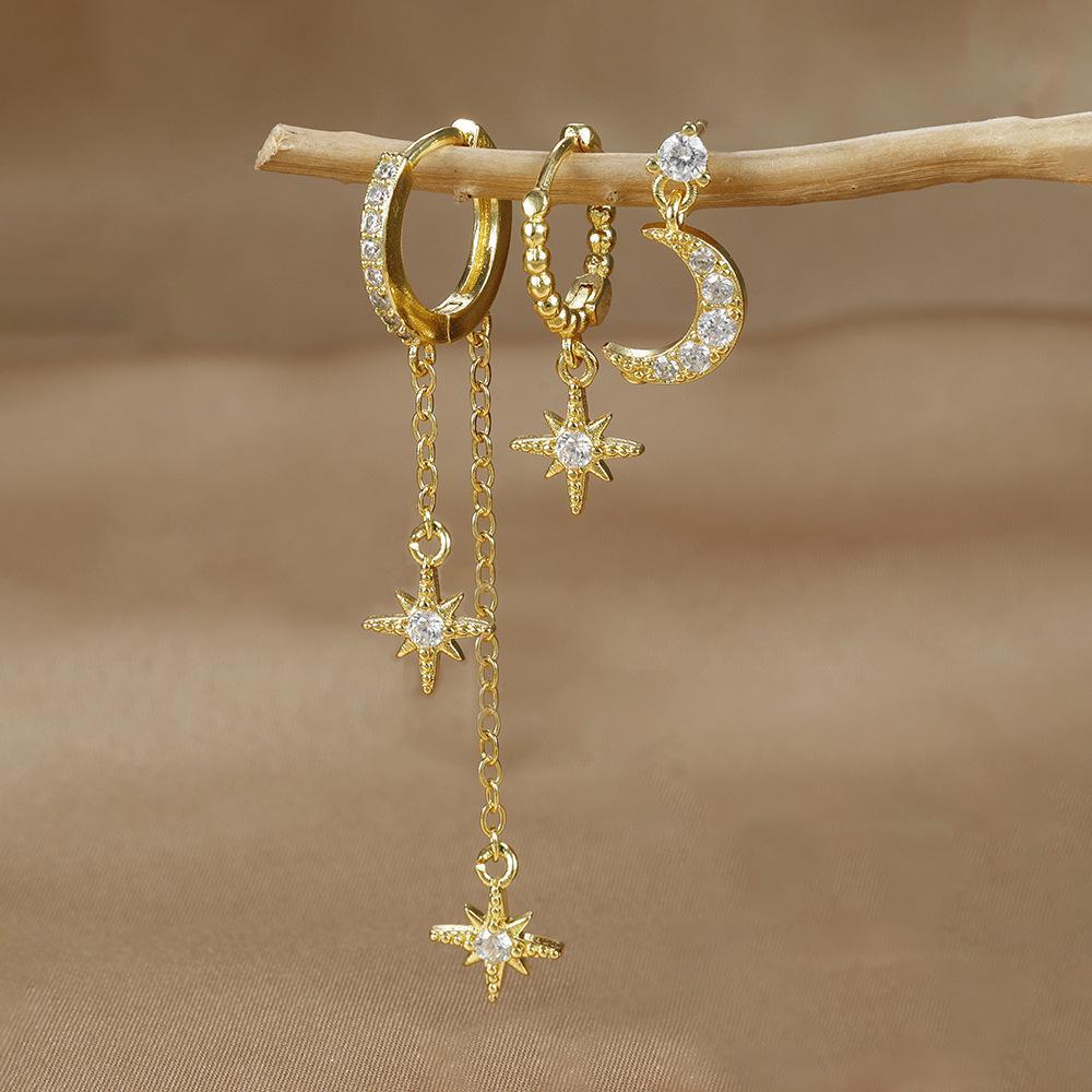 Moon Star Ear Stack Set For Multi Piercing Layering