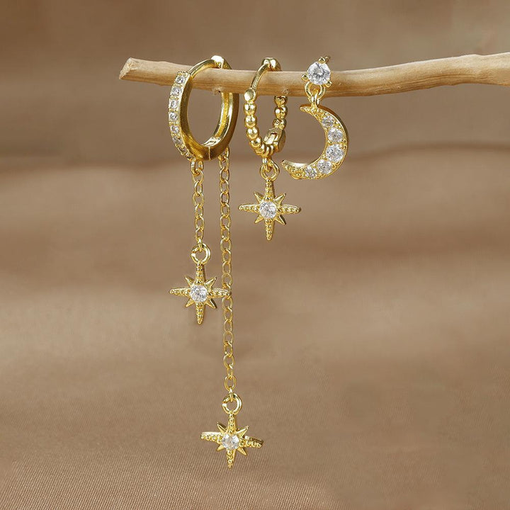 Moon Star Ear Stack Set For Multi Piercing Layering