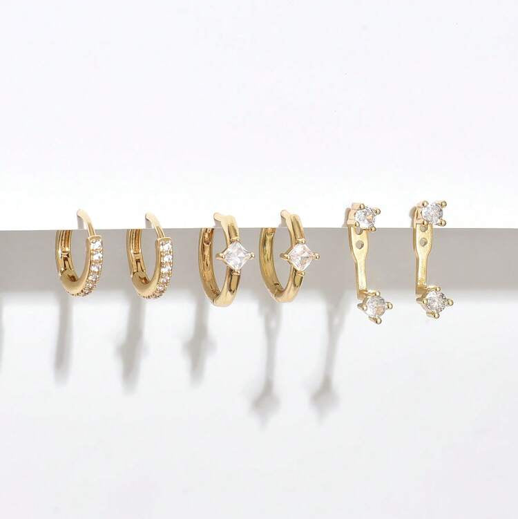 3 Pairs Stackable Huggie Earring Set Daily Ear Jewelry