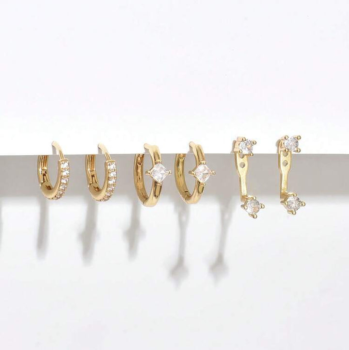 3 Pairs Stackable Huggie Earring Set Daily Ear Jewelry