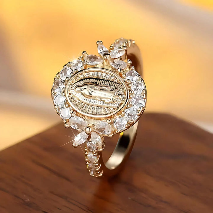 Virgin Mary Halo Crystal Ring