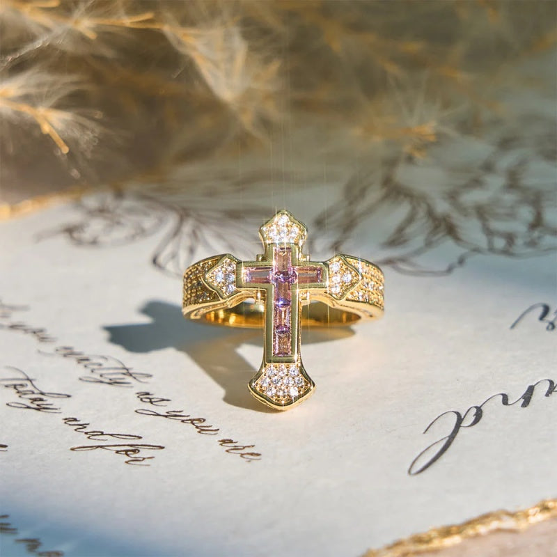 Cross Cubic Zirconia Ring