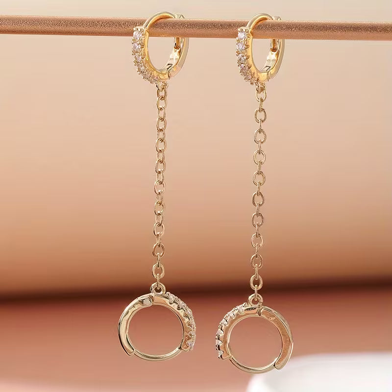 Double ear piercing chain earrings