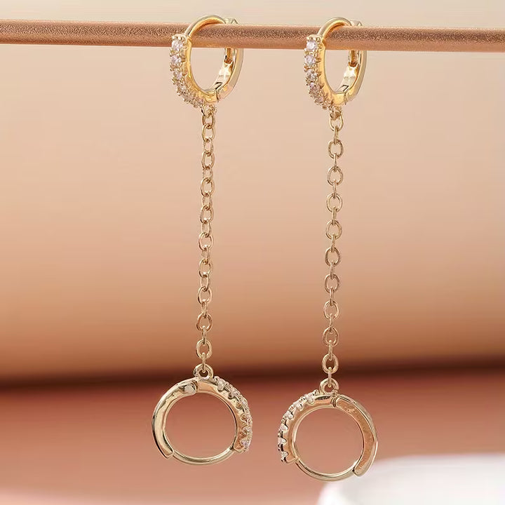 Double ear piercing chain earrings