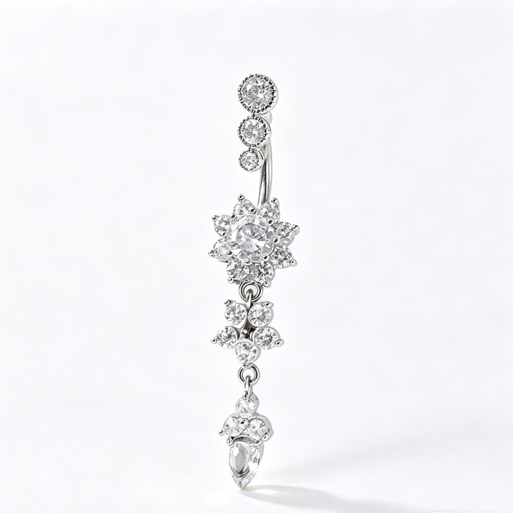 Flower Dangle Belly Ring Daily Body Piercing Jewelry