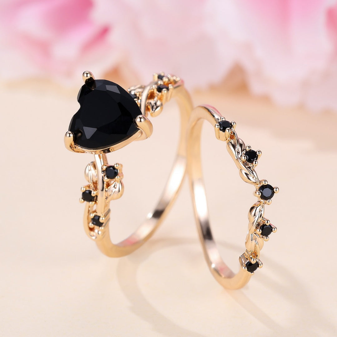 Heart Zircon Stackable Ring Set for Couples