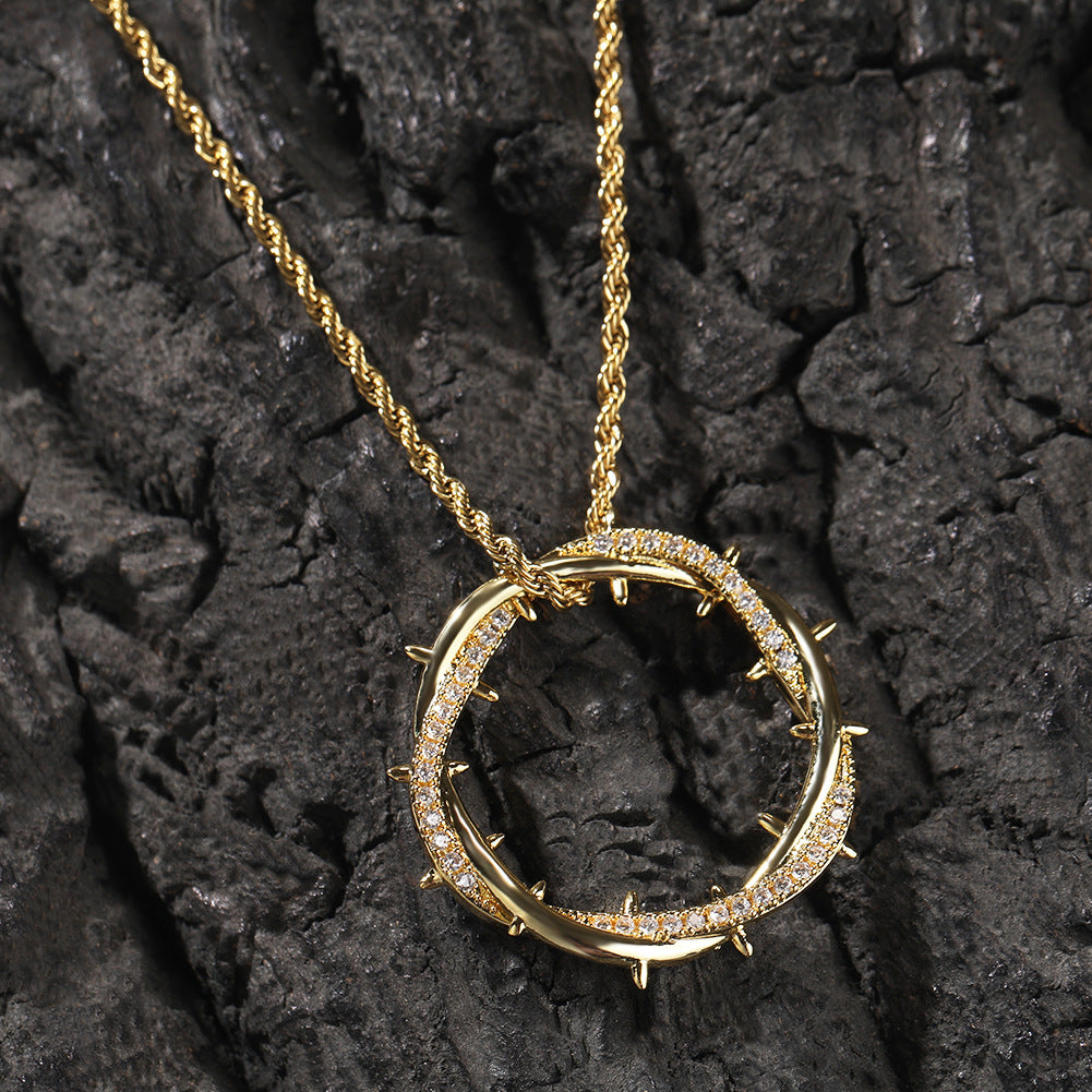 Crown of Thorns Zircon Pendant Necklace for Men
