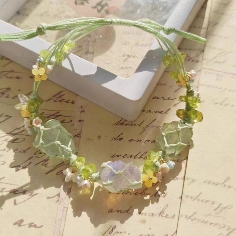 Handwoven Floral Crystal Bracelet