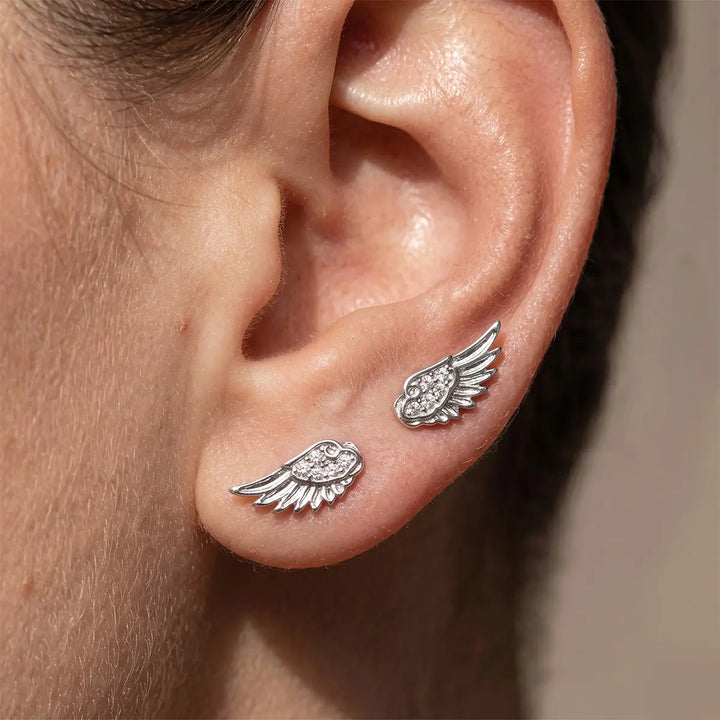 Wing Cross Earrings Layered Ear Stack