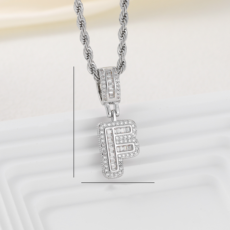 Zircon Letter Pendant Twisted Rope Necklace