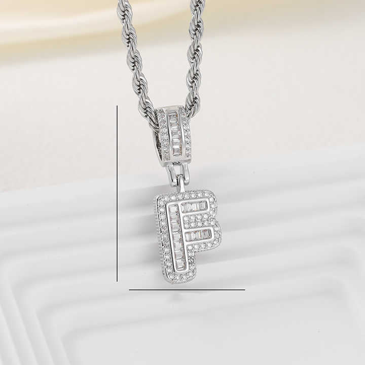 Zircon Letter Pendant Twisted Rope Necklace
