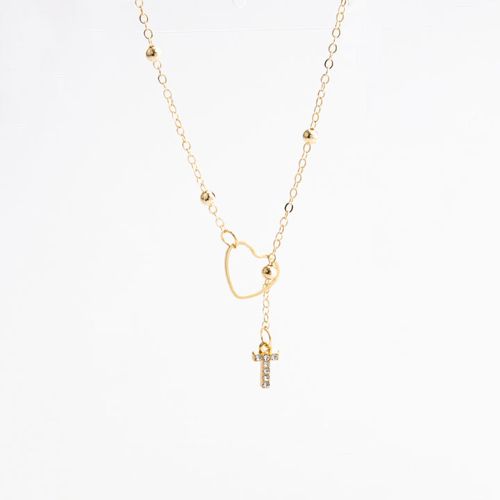 Heart Initial Zircon Lariat Necklace for Women