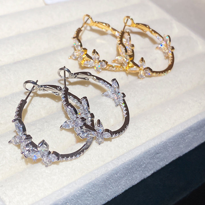 Sparkling Butterfly Hoop Earrings
