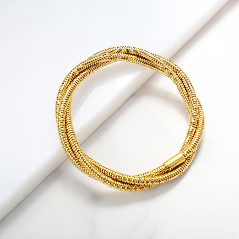 Gold Triple Wrap Coil Bracelet