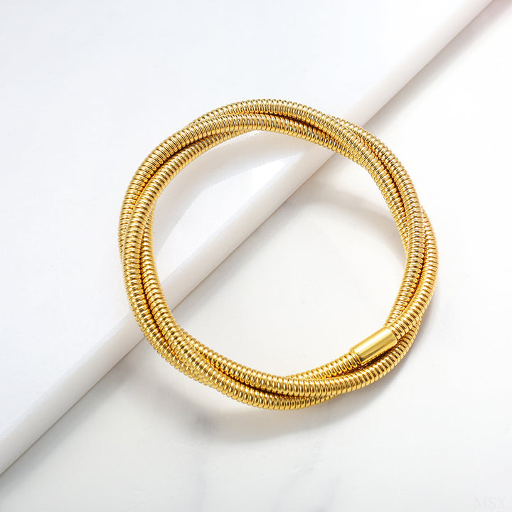 Gold Triple Wrap Coil Bracelet