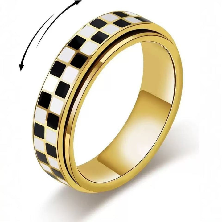 Checkered Rotatable Titanium Steel Stress Relief Ring