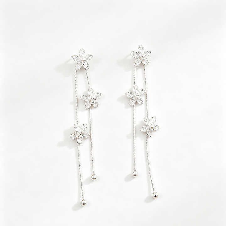 Long Zircon Tassel Earrings