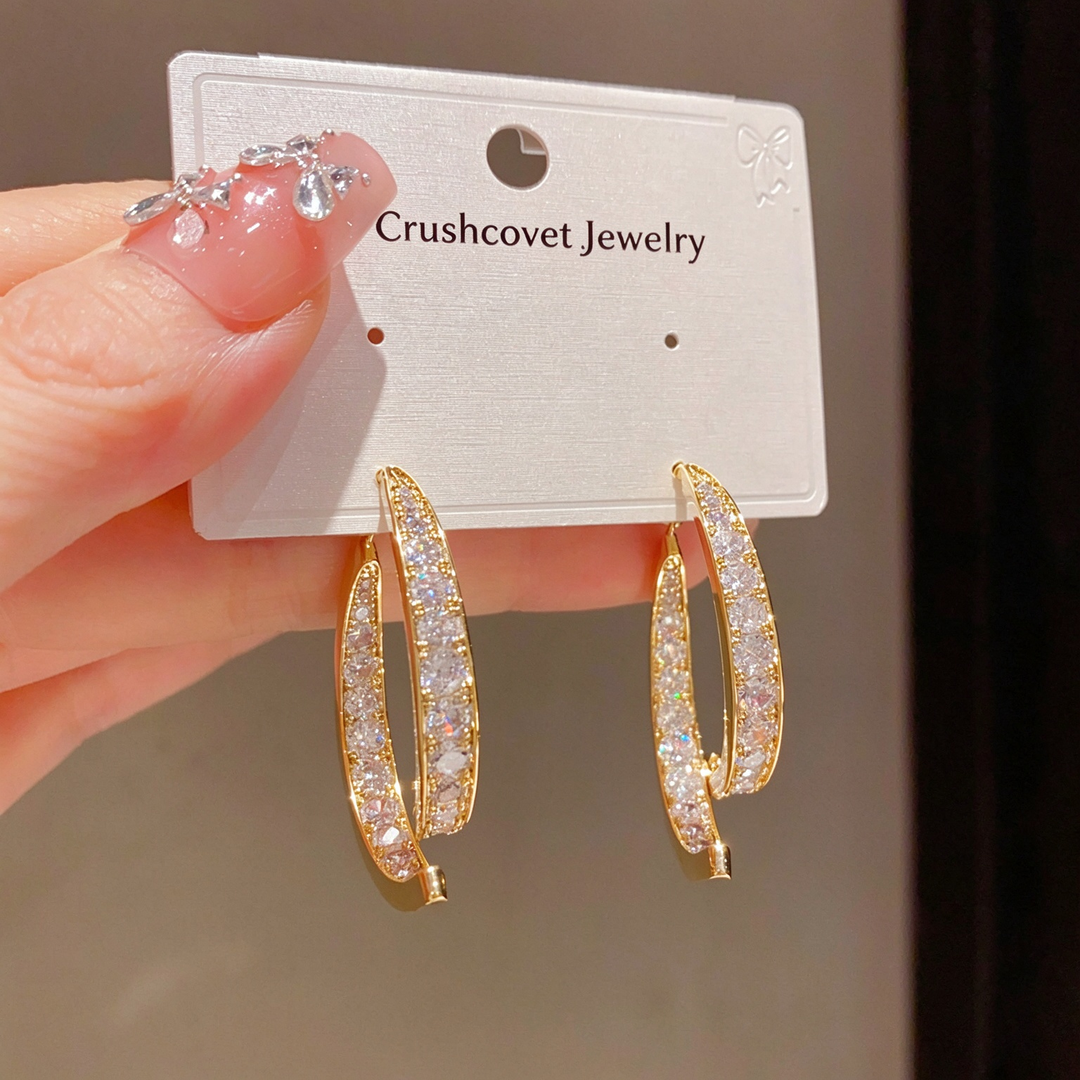 Twisted Pavé Double Hoop Earrings