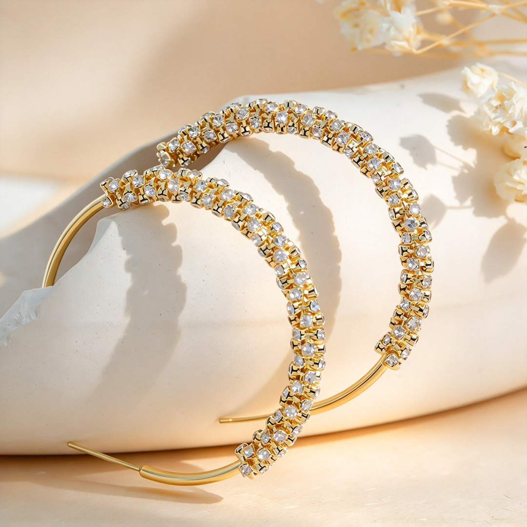 Pave Double Row Hoop Earrings