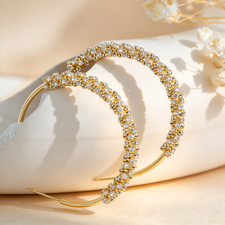 Pave Double Row Hoop Earrings