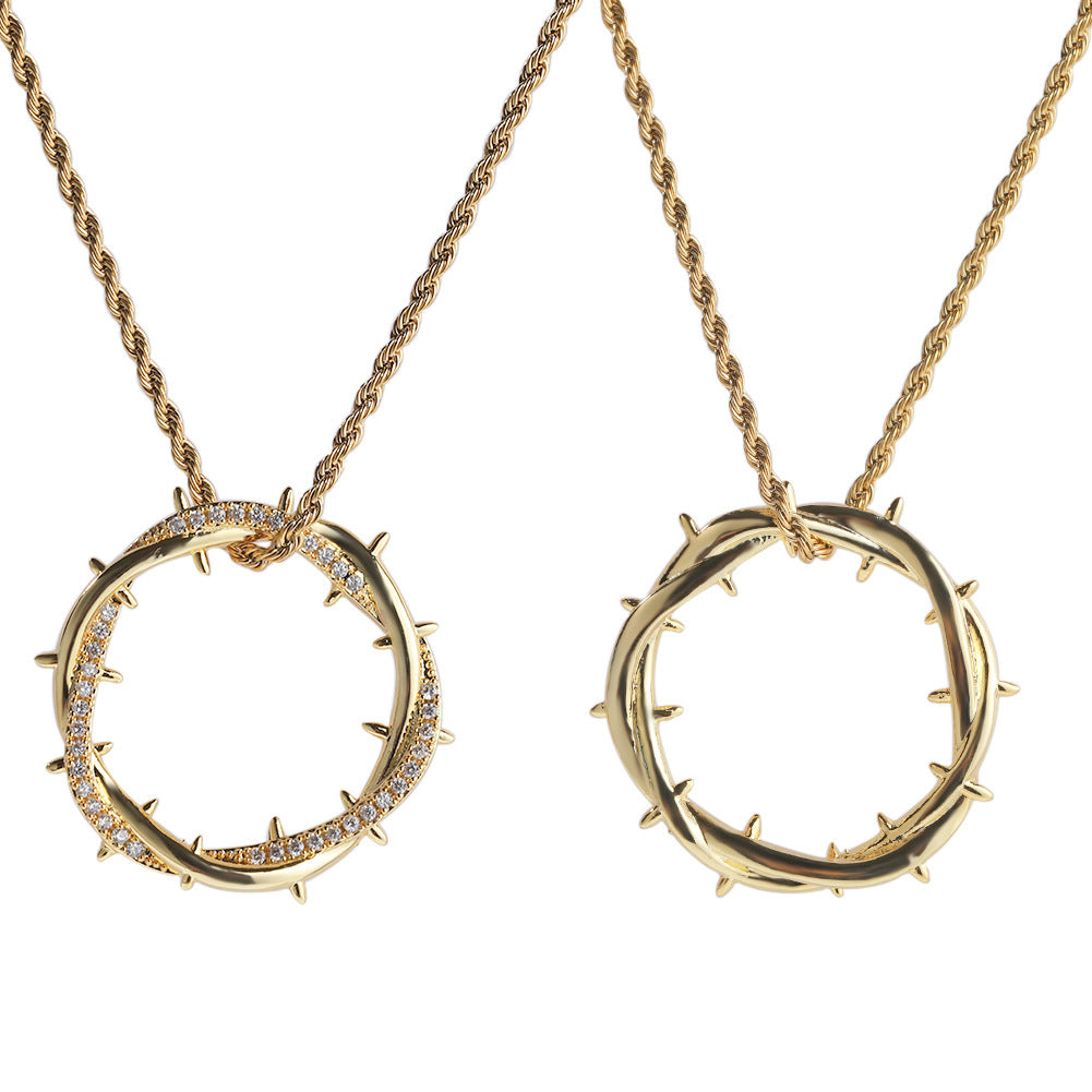Crown of Thorns Zircon Pendant Necklace for Men