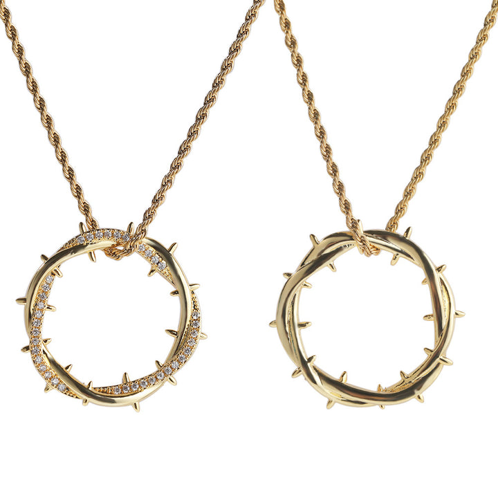 Crown of Thorns Zircon Pendant Necklace for Men