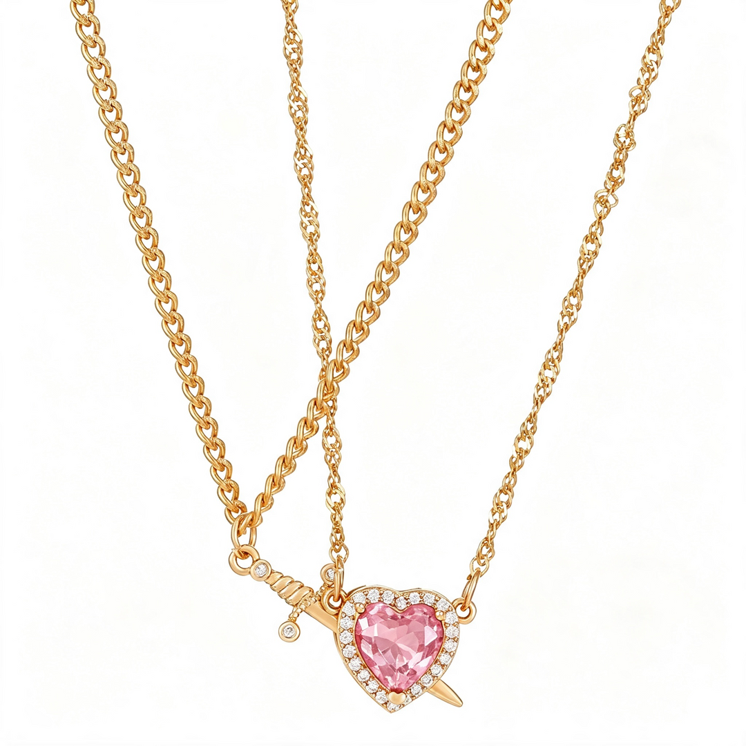 Valentine Gift Heart Dagger Zircon Necklace