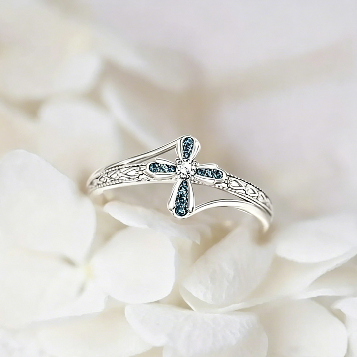 Cross Zircon Ring with Inspirational Engraving