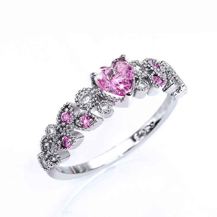 Heart Zircon Halo Ring for Women