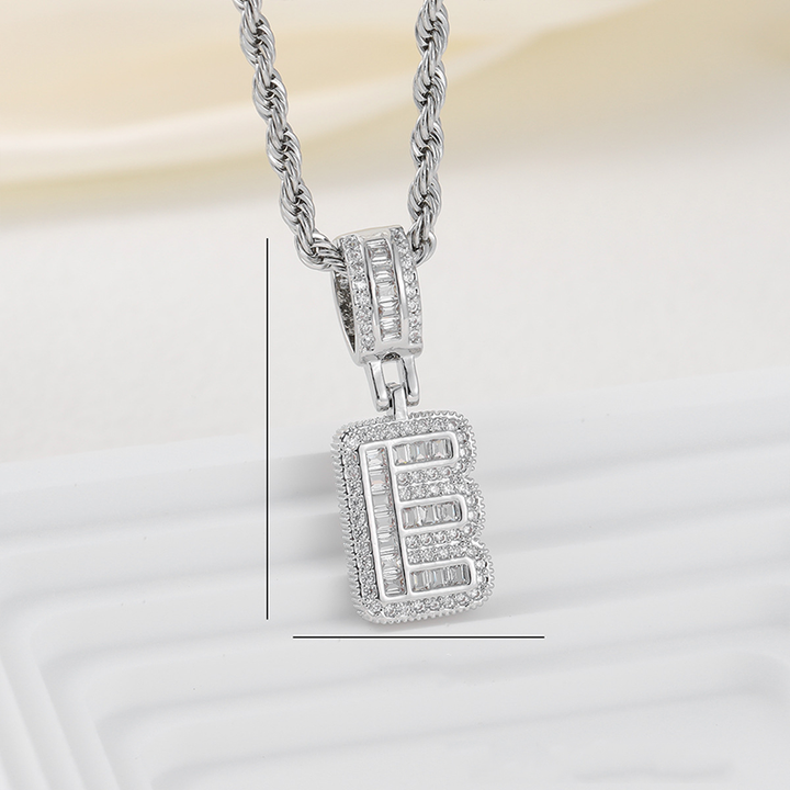 Zircon Letter Pendant Twisted Rope Necklace