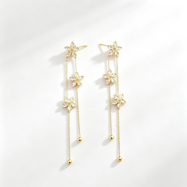 Long Zircon Tassel Earrings