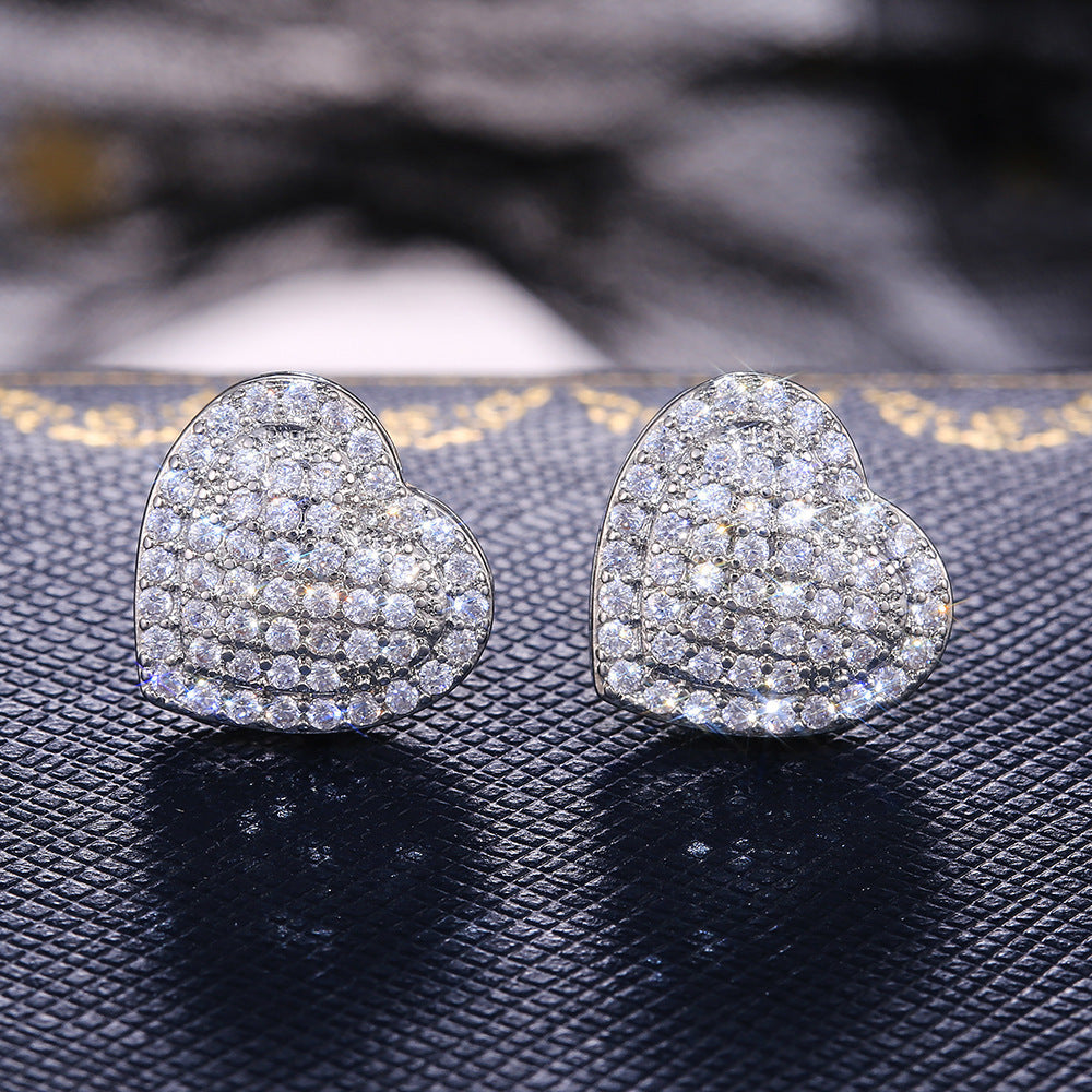 Pave Heart Stud Earrings Date Night Events