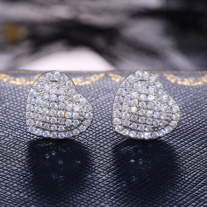 Pave Heart Stud Earrings Date Night Events
