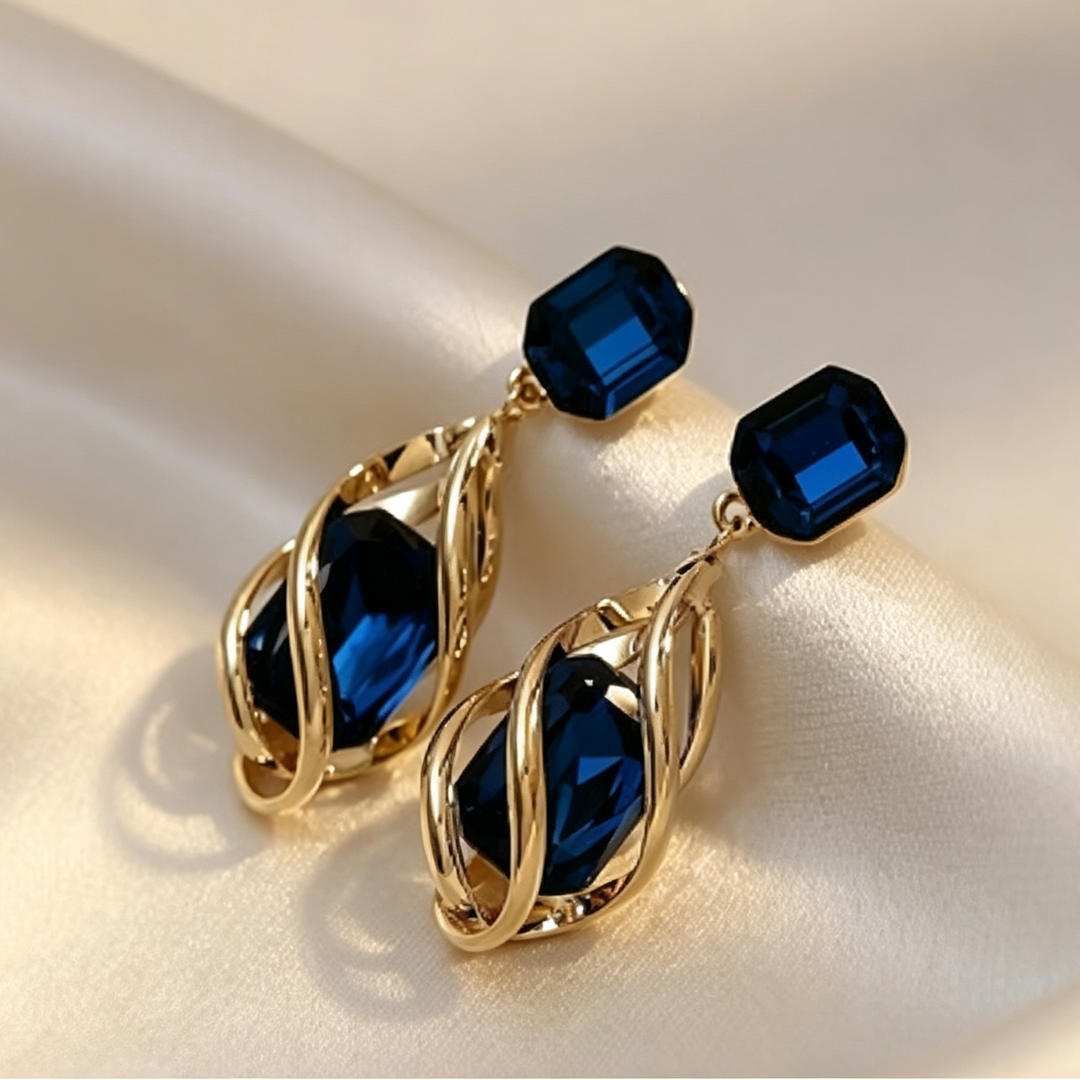 Twisted Square Zirconia Teardrop Earrings