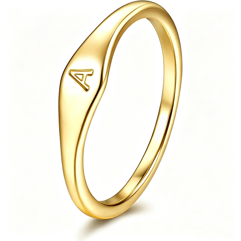 Initial Letter Stackable Ring Daily Wear