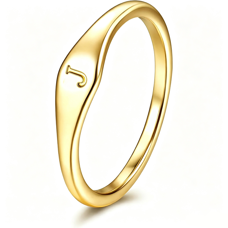 Initial Letter Stackable Ring Daily Wear