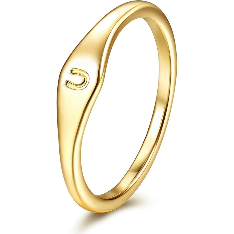 Initial Letter Stackable Ring Daily Wear