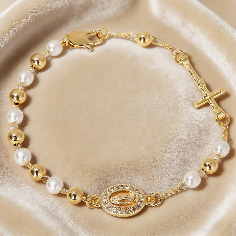 Guadalupe Pearl Cross Bracelet