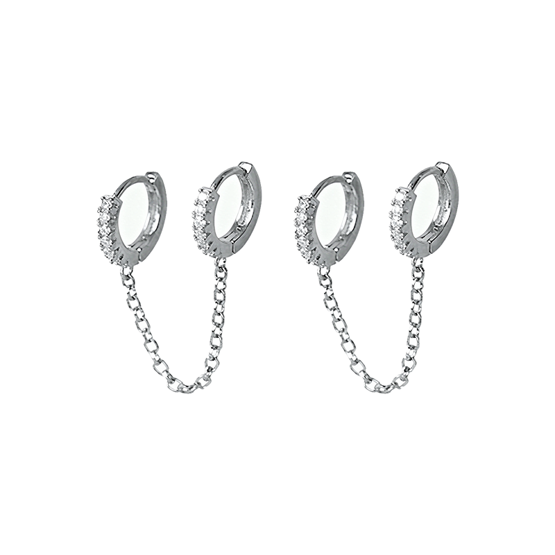 Double ear piercing chain earrings