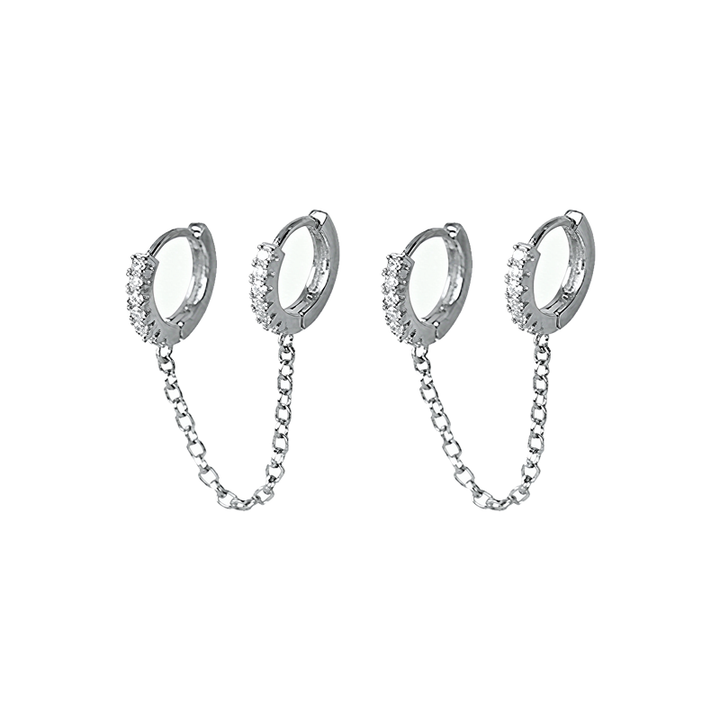 Double ear piercing chain earrings