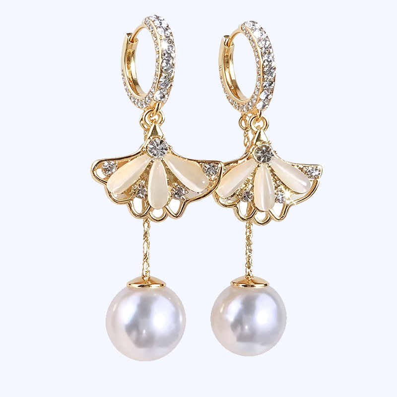 Cat Eye Drop Earrings Garden Style