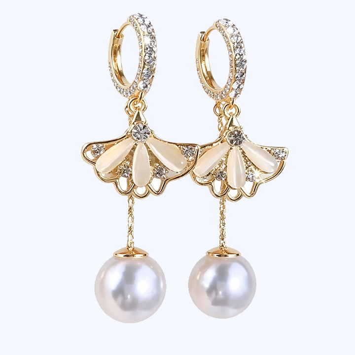 Cat Eye Drop Earrings Garden Style