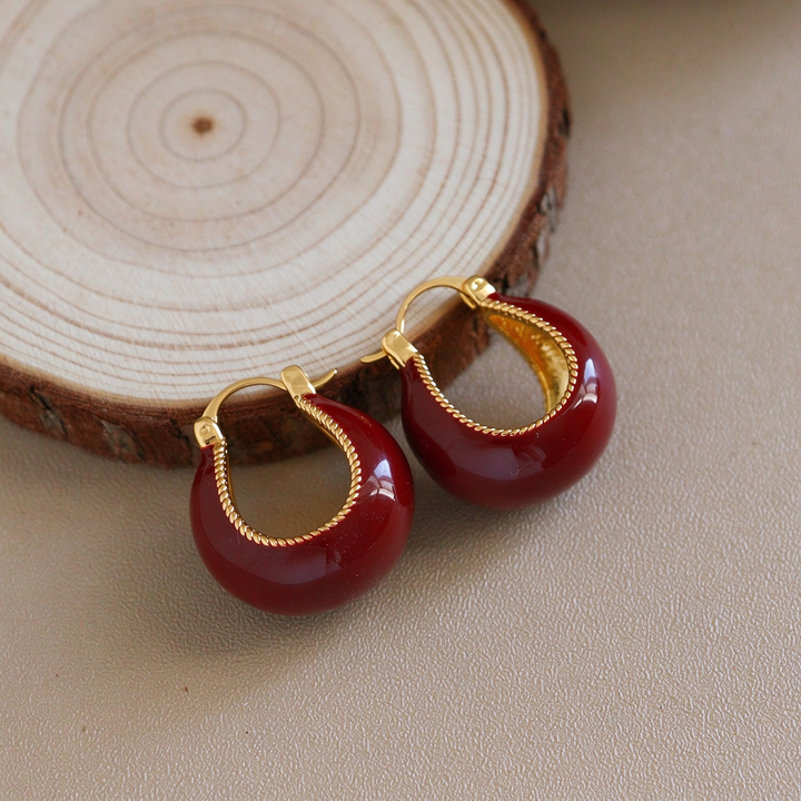 Enamel Teardrop Hoop Earrings