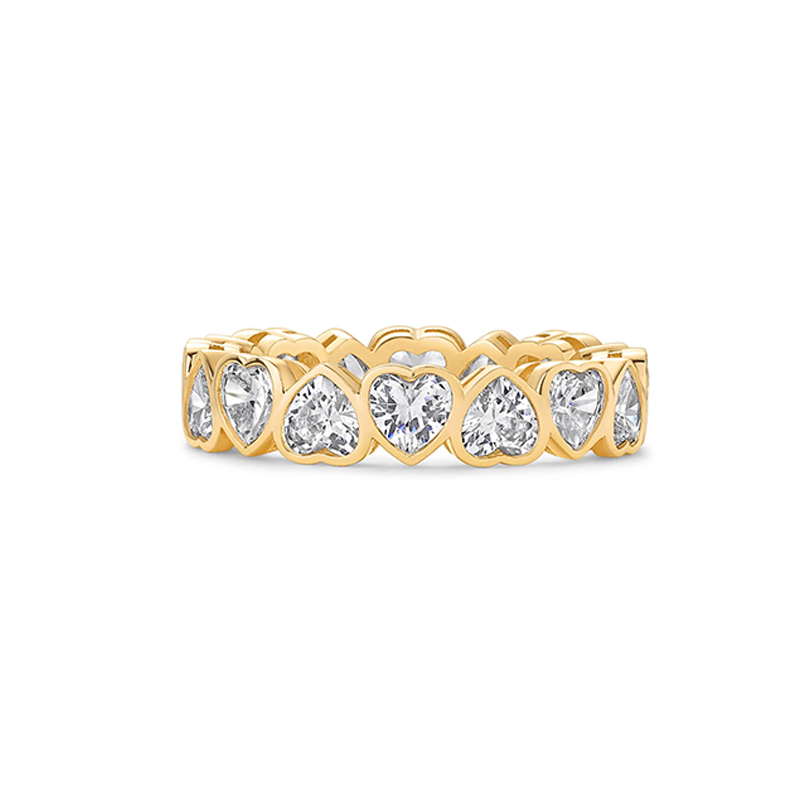 Heart Zircon Eternity Band Stackable Ring For Everyday Wear And Gifting