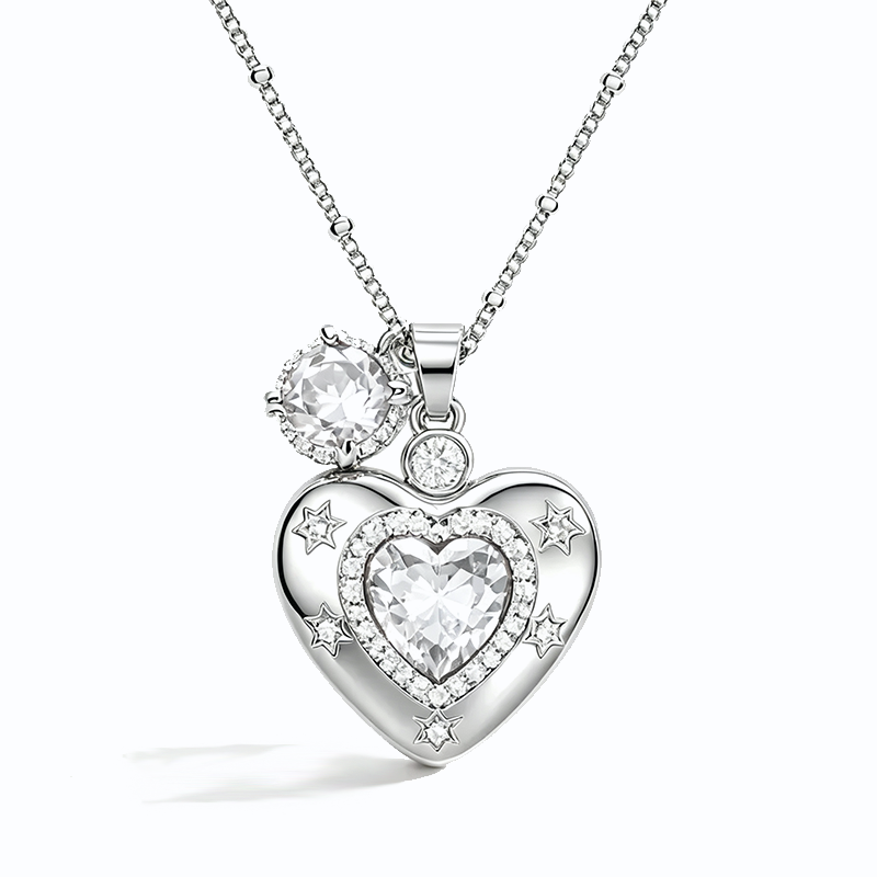 Sparkly CZ Heart Locket Women Accessories