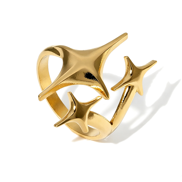 Three Star Open Stack Ring Minimal Daily Wear