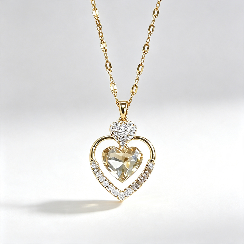 Champagne Heart Cubic Zirconia Necklace