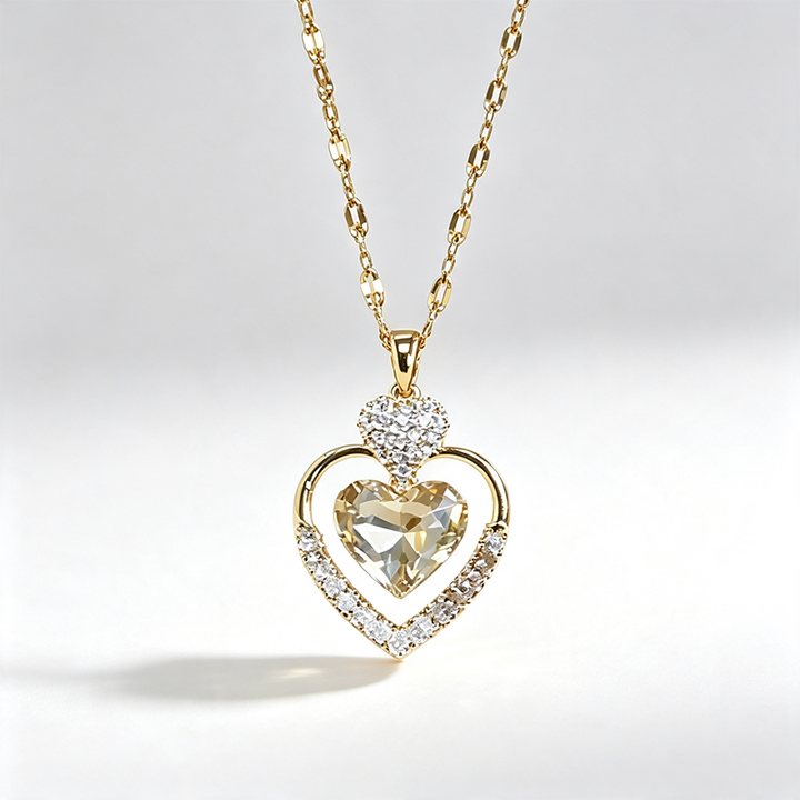 Champagne Heart Cubic Zirconia Necklace