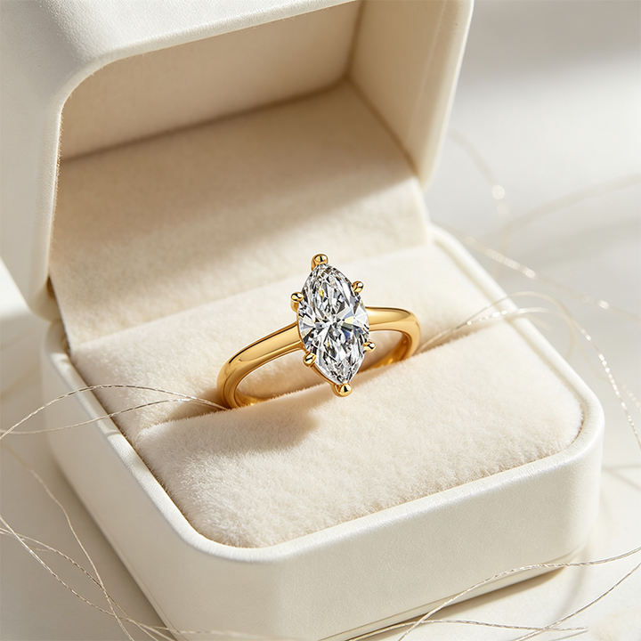 6 Prong Marquise Cubic Zirconia Ring